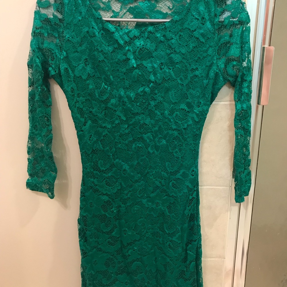 All lace green dress